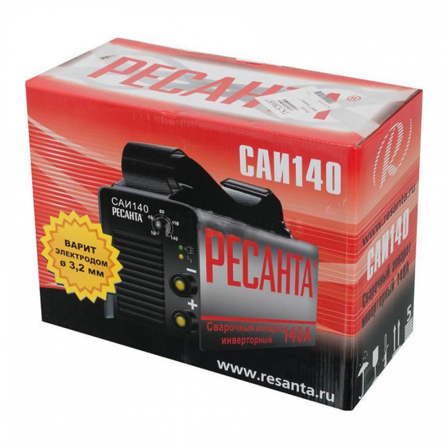 Сварочный инвертор Ресанта САИ 140 + краги