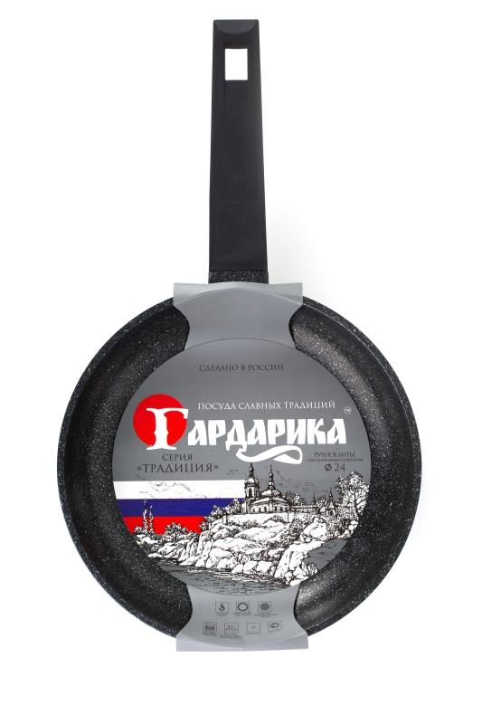 Сковорода с антипригарным покрытием и ручкой soft-touch серии "ТРАДИЦИЯ" д.24