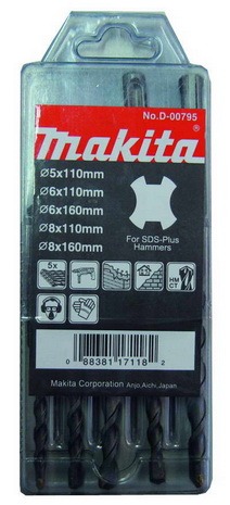 Набор буров по бетону, SDS-Plus, 5 шт, Makita
