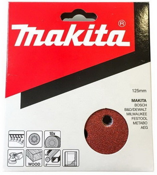 Шлифлист 125 мм, круг, К80, 10 шт, Makita