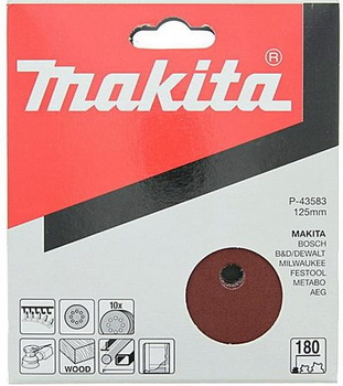 Шлифлист 125 мм, круг, К180, 10 шт, Makita