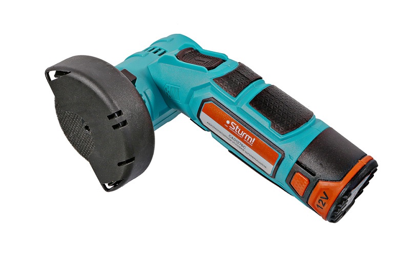 УШМ аккумуляторная Sturm!, 12В, 1BatterySystem12V, 76мм, 1×2.0Ач, ЗУ, кейс
