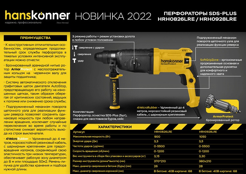 Перфоратор Hanskonner HRH0928LRE
