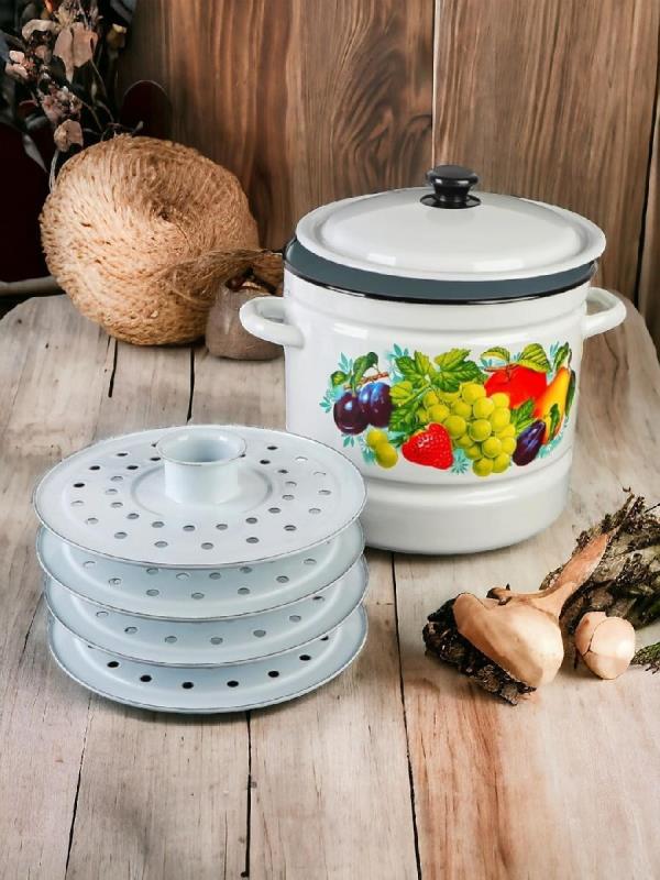 Кастрюля паровая 10л (белая) Манты